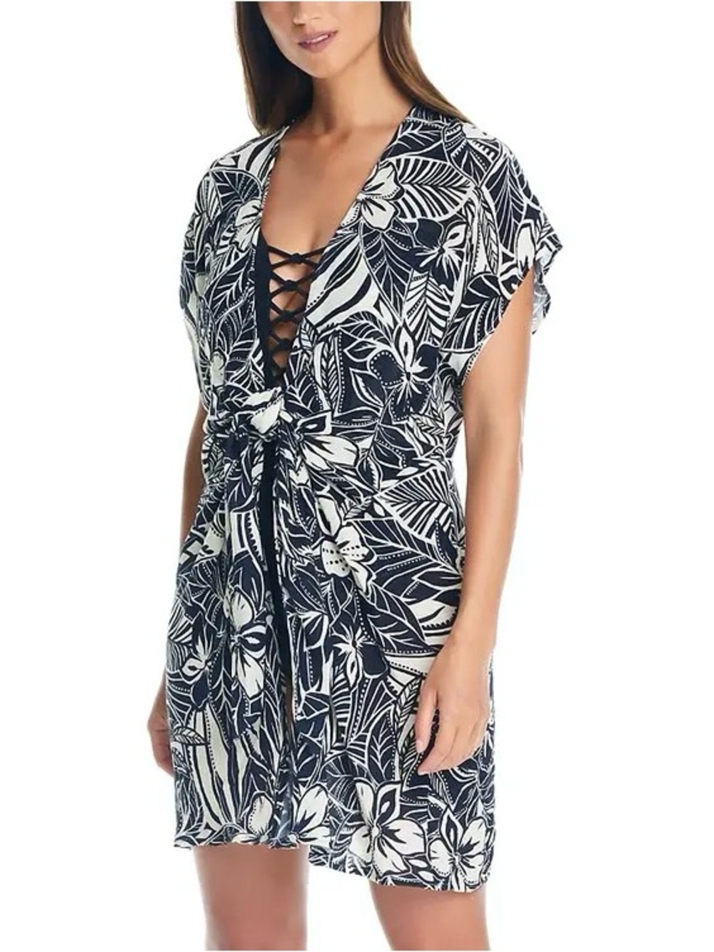 Bleu by Rod Beattie Ciao Bella Printed Swim Cover-Up Dress Size L